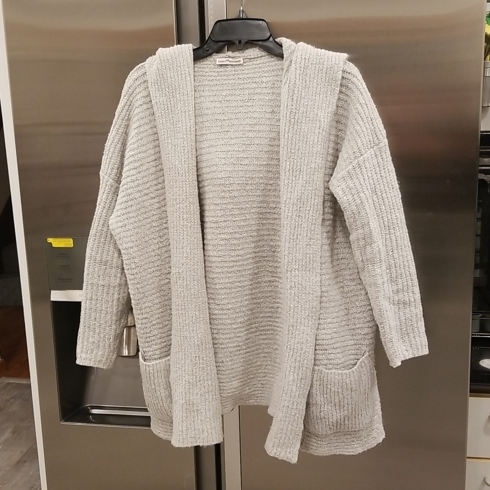 💕DAINTY HOOLIGAN💕 Chunky Knit Ribbed Relaxed Fit Hood Cardigan Sweater S/M